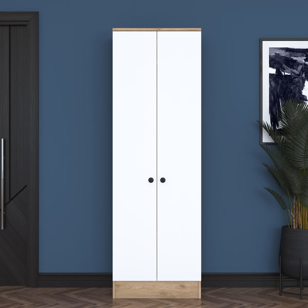 Rani P6 Modern Kapaklı Portmanto Askılık Vestiyer Sepet Ceviz - Beyaz M14