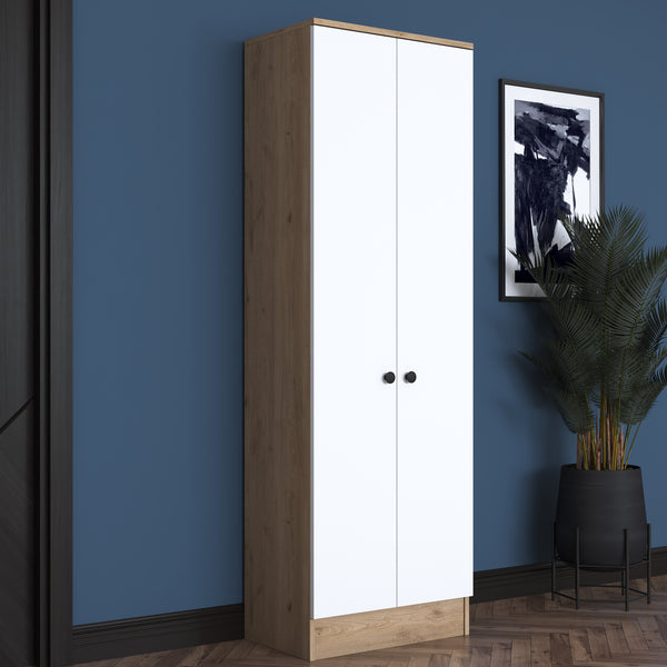 Rani P6 Modern Kapaklı Portmanto Askılık Vestiyer Sepet Ceviz - Beyaz M14