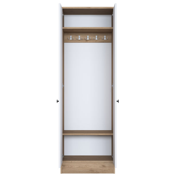 Rani P6 Modern Kapaklı Portmanto Askılık Vestiyer Sepet Ceviz - Beyaz M14
