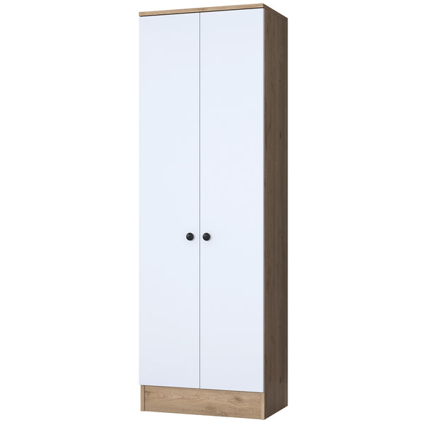 Rani P6 Modern Kapaklı Portmanto Askılık Vestiyer Sepet Ceviz - Beyaz M14