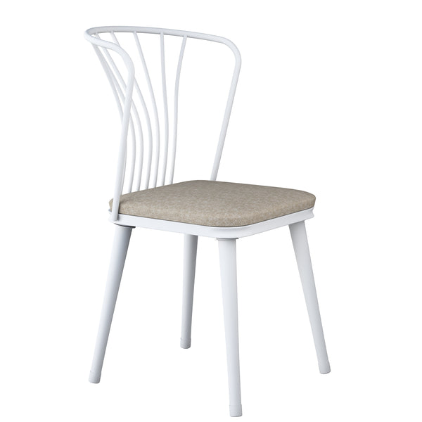 Rani JB104 Metal Sandalye 4'lü Mutfak Yemek Masası Sandalyesi Beyaz - Bej