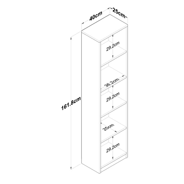 Rani HC111 Kitaplık 5 Raflı Çalışma Odası Kütüphane Modern Duvar Rafı Beyaz - Sepet Ceviz