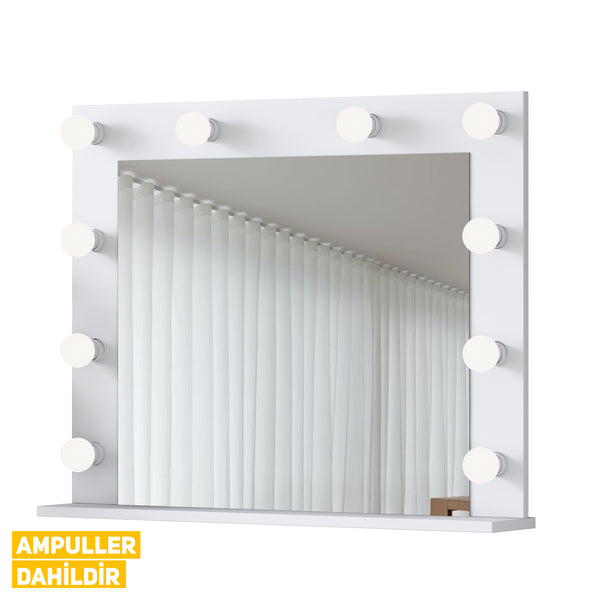 Rani EF103 Hollywood Işıklı Ayna Kulis Makyaj Aynası Ampuller Dahil Ayna Beyaz